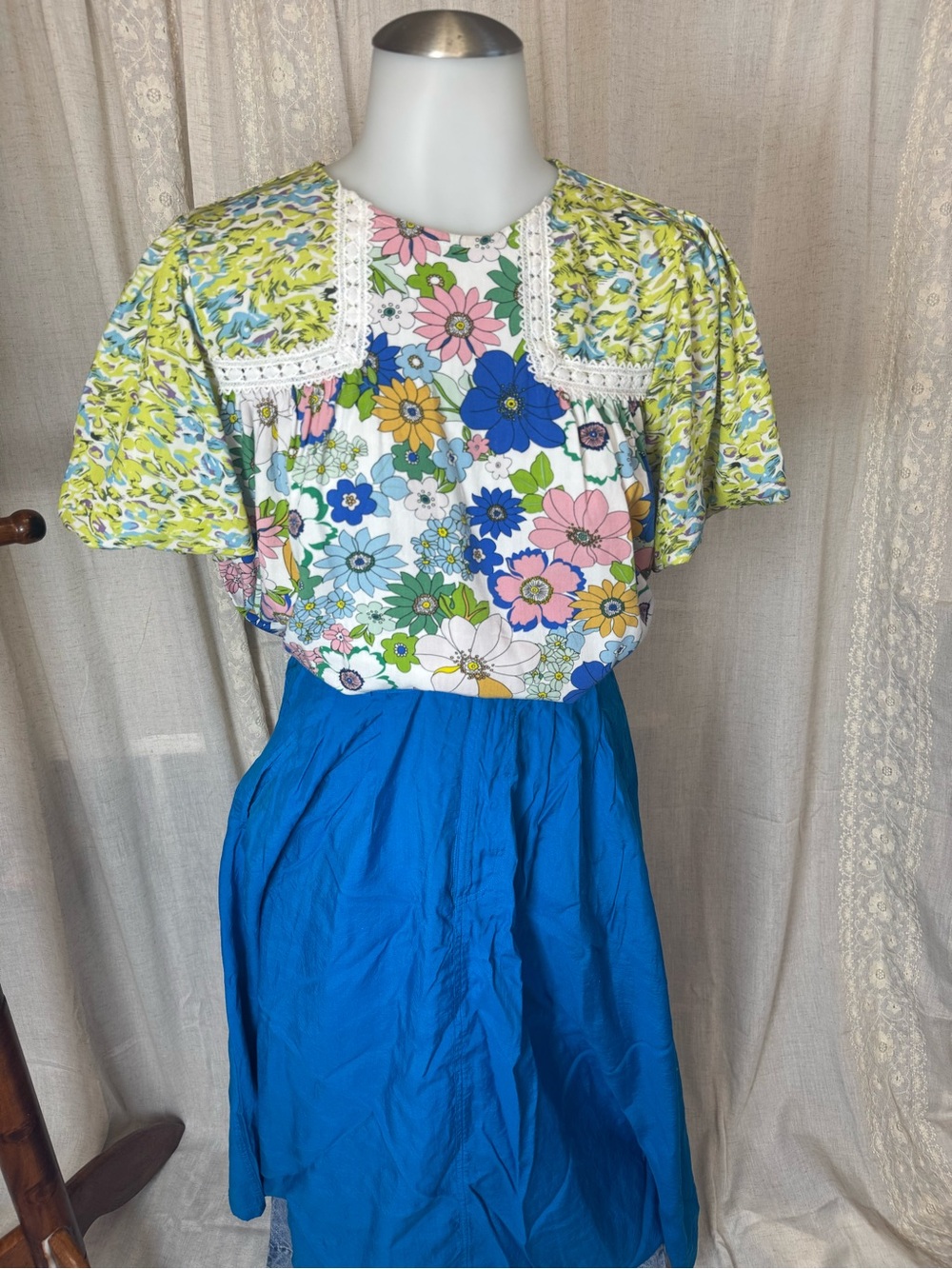 Boho colorblock oversized abstract floral cottagecore granny chic prairie rose